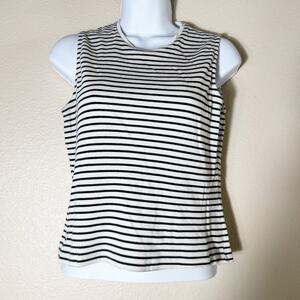 boden | striped black & white cotton women's sleeveless top sz 8